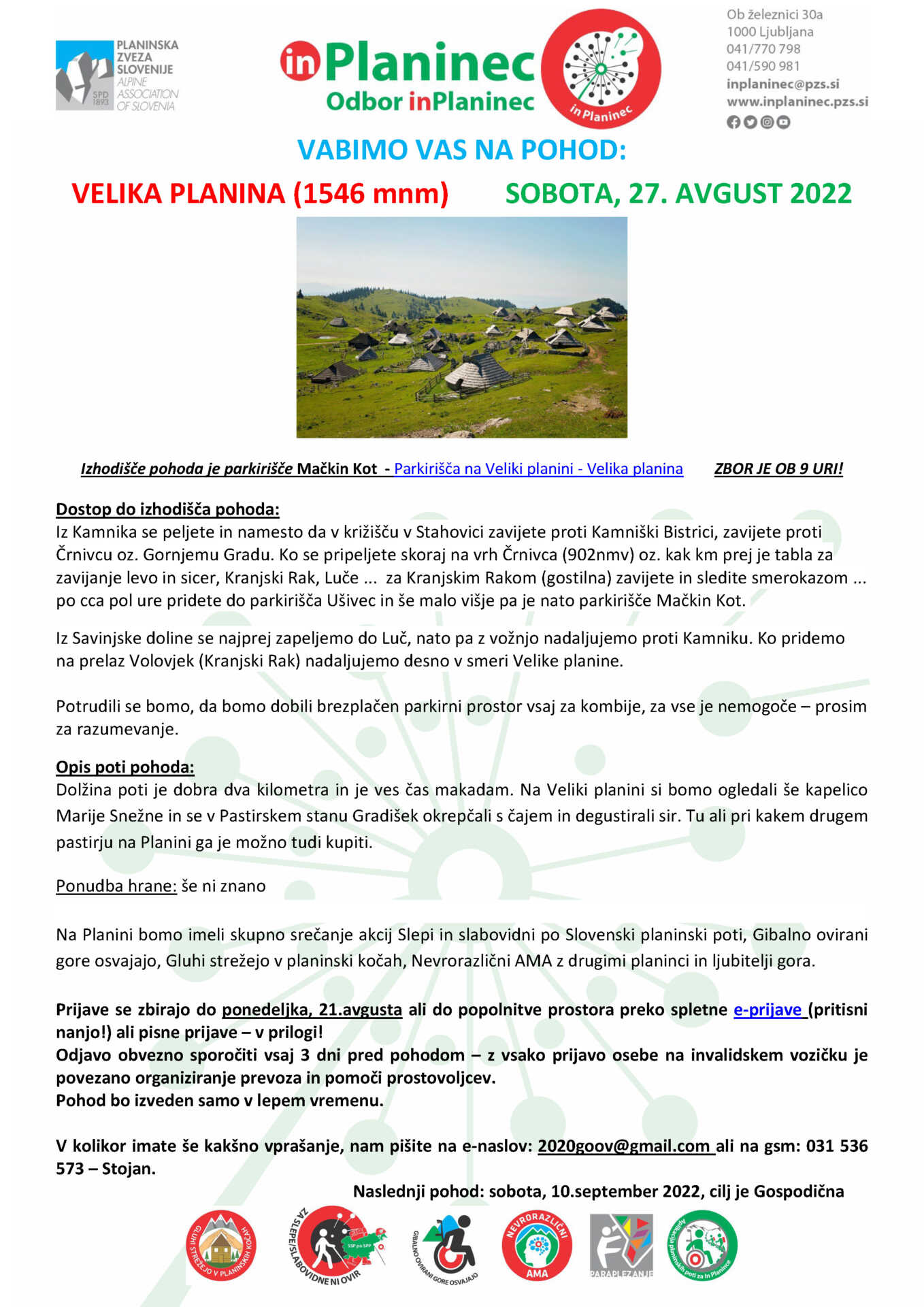 VABILO VELIKA PLANINA