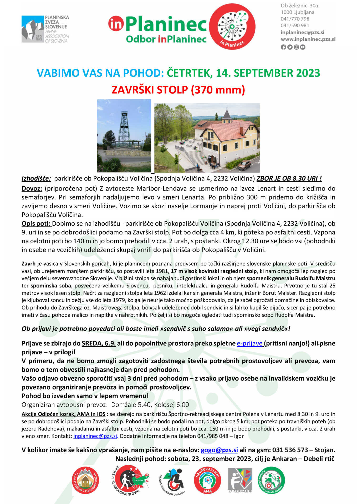 VABILO ZAVRŠKI STOLP