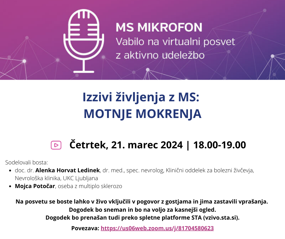 Izzivi življenja z MS MOTNJE MOKRENJA